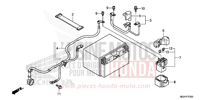 BATTERIE de VFR1200X "Crosstourer" Méca PEARL GLARE WHITE (NHB53B) de 2015
